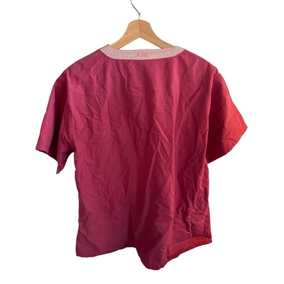 IguanaMed Pink Short Sleeve Scrub Shirt V-Neck Women's Size XL Workwear Top - Picture 4 of 5